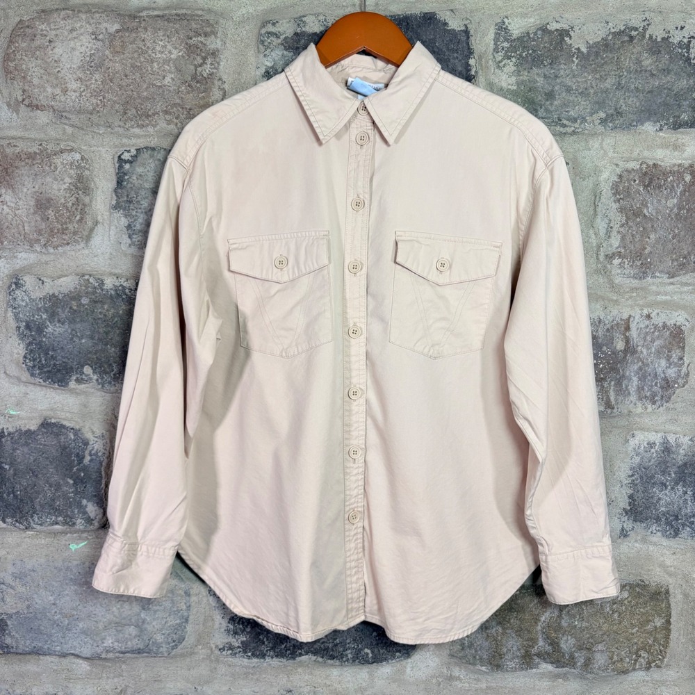Future Collective Reese Blutstein Peach Beige Utility Button Down Shirt Womans S